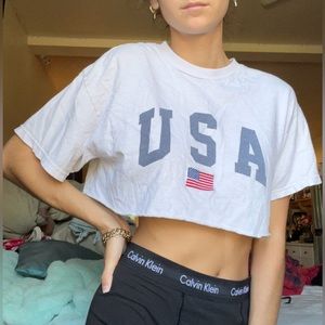Brandy Melville Cropped USA T Shirt John Galt